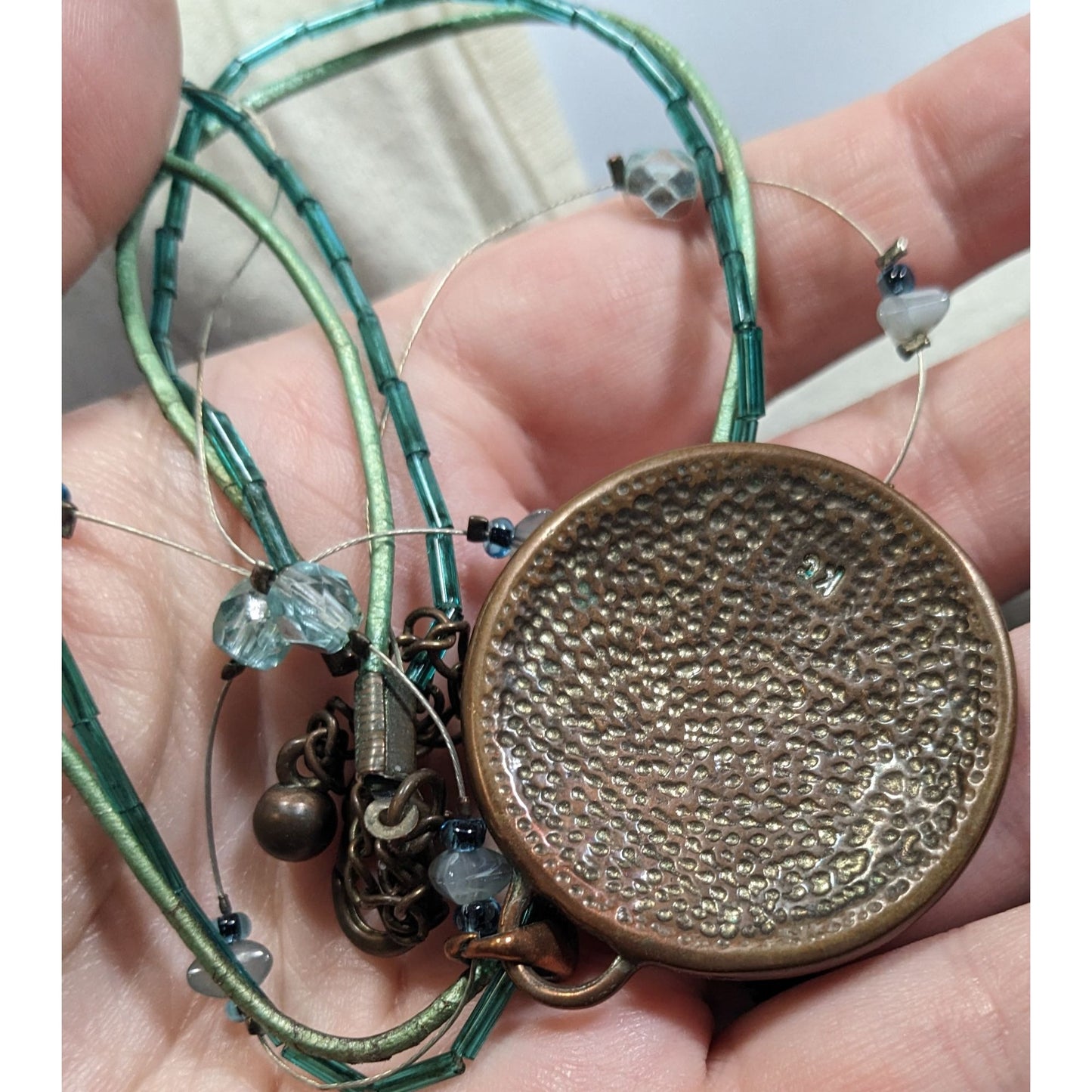 Kenneth Cole Earthy Mermaidcore Green Abstract Pendant Necklace