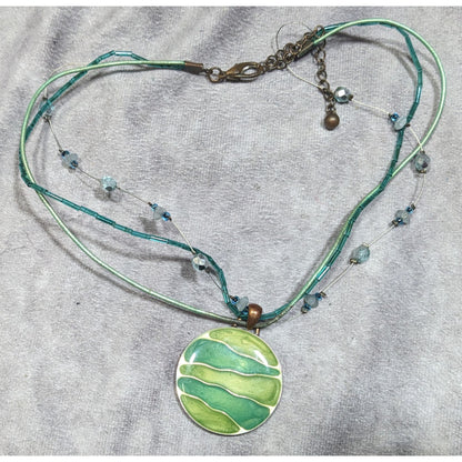Kenneth Cole Earthy Mermaidcore Green Abstract Pendant Necklace