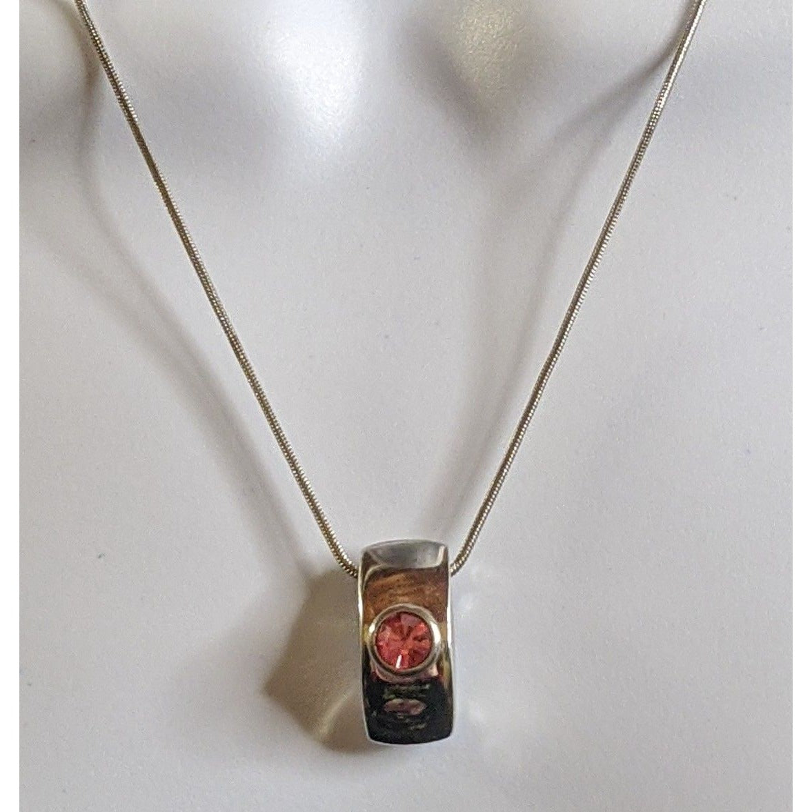 Modern Silver Tone Customizable Pendant Necklace With Pink Gemstone