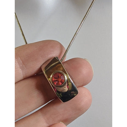 Modern Silver Tone Customizable Pendant Necklace With Pink Gemstone