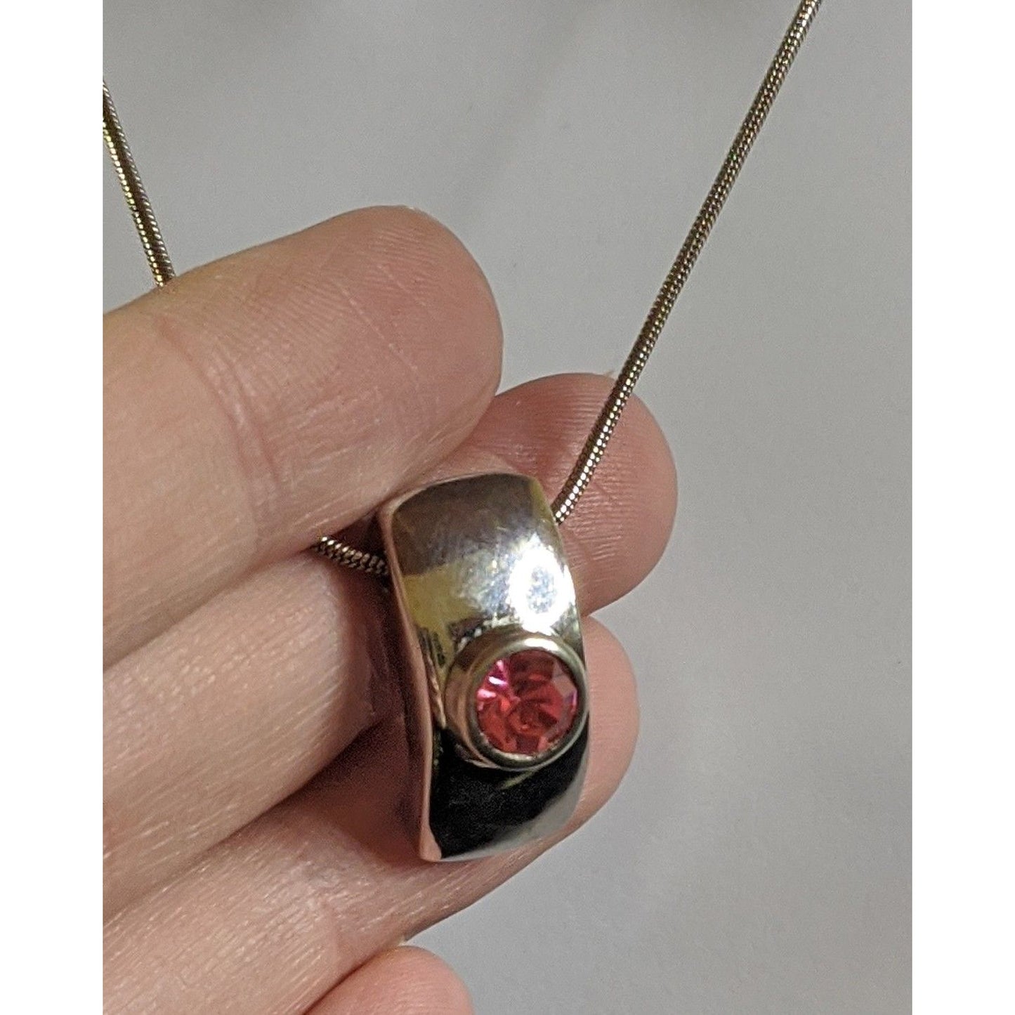 Modern Silver Tone Customizable Pendant Necklace With Pink Gemstone