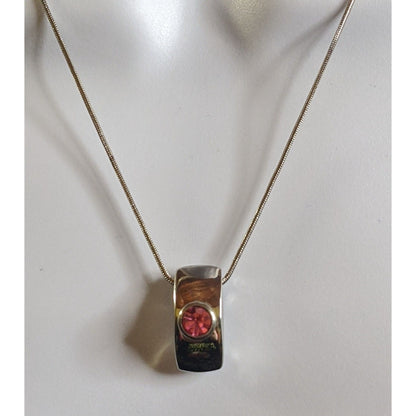 Modern Silver Tone Customizable Pendant Necklace With Pink Gemstone