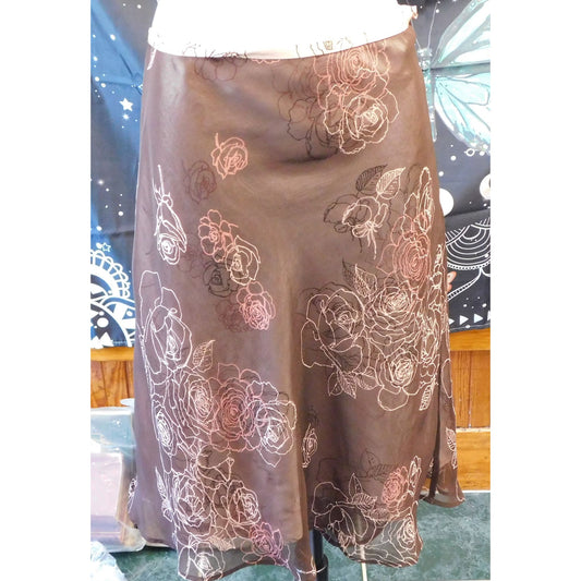 Apt. 9 Brown Retro Cottagecore Floral Skirt