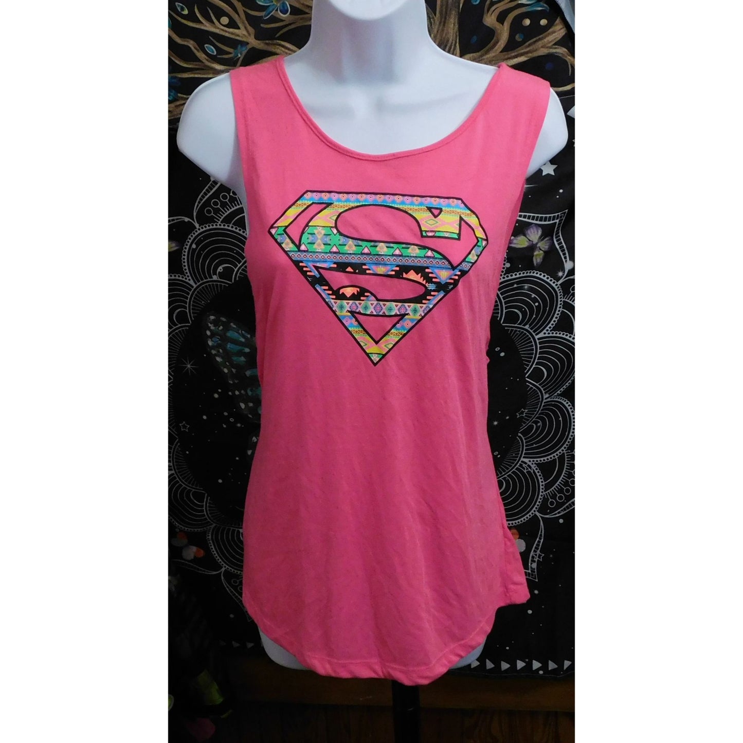 Rainbow Neon Barbiecore Superman Tank Top