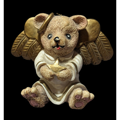 Vintage 1996 Claires Angel Bear Holiday FIgurine