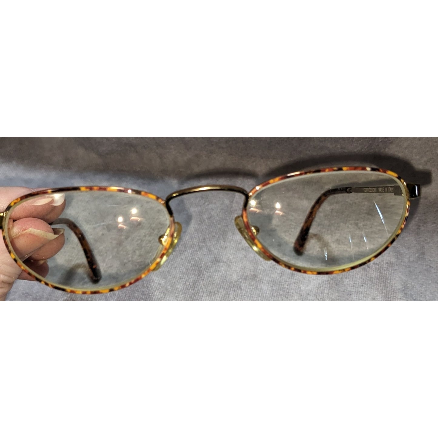 Espressioni Lady Flex Tortoise Shell Eyeglass Frames Gold Accents Made In Italy