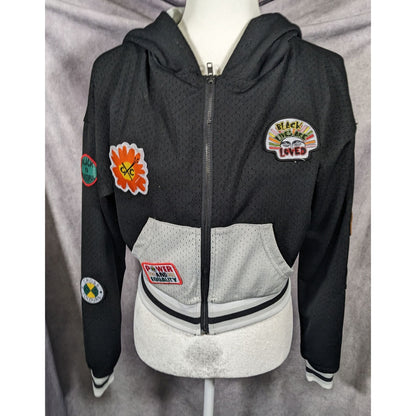 Cross Colours Black Pride Patch Black And Grey Zip Up Hoodie Size XS