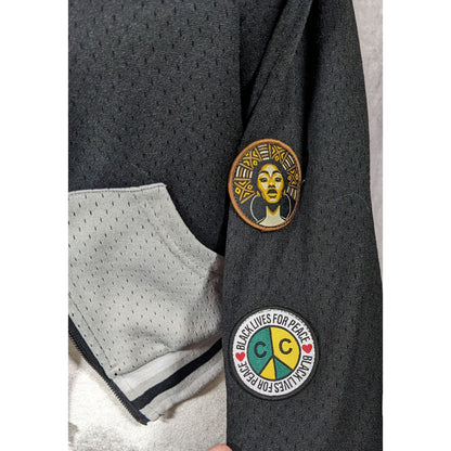 Cross Colours Black Pride Patch Black And Grey Zip Up Hoodie Size XS