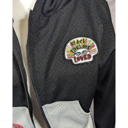 Cross Colours Black Pride Patch Black And Grey Zip Up Hoodie Size XS