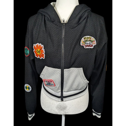 Cross Colours Black Pride Patch Black And Grey Zip Up Hoodie Size XS