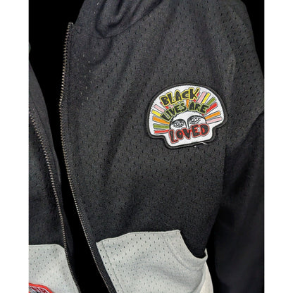 Cross Colours Black Pride Patch Black And Grey Zip Up Hoodie Size XS