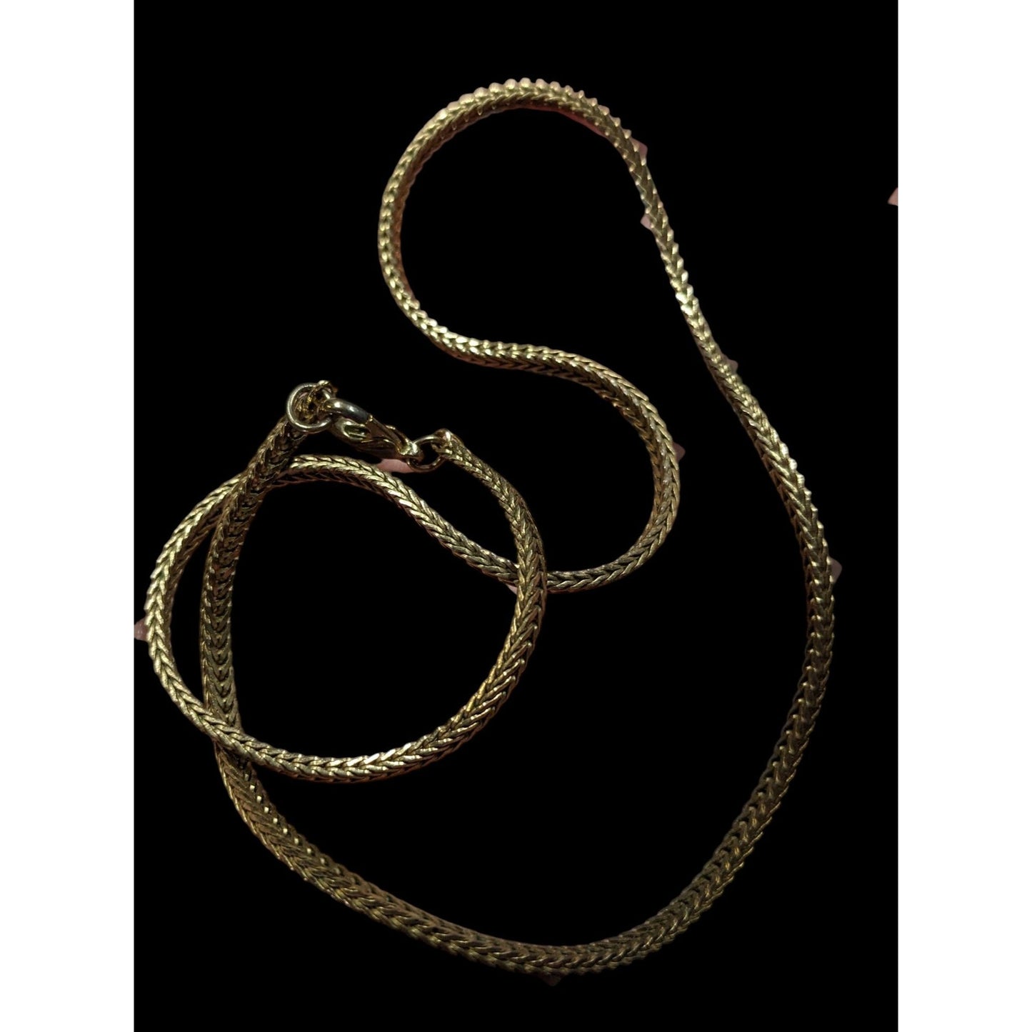 Vintage Hollow Wheat Chain Gold Tone With Lobster Clasp