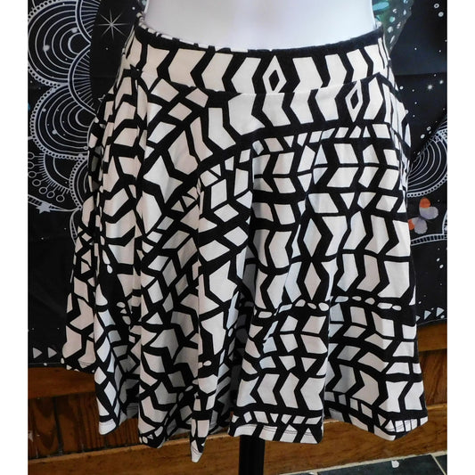 SO Black And White Abstract Skater Skirt