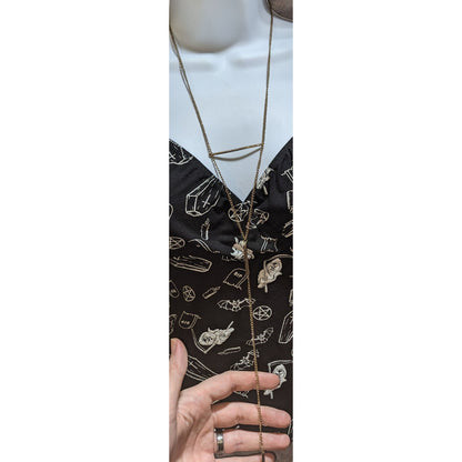 Minimalist Y2K Lariat Gold Tone Bar Chain Drop Statement Necklace