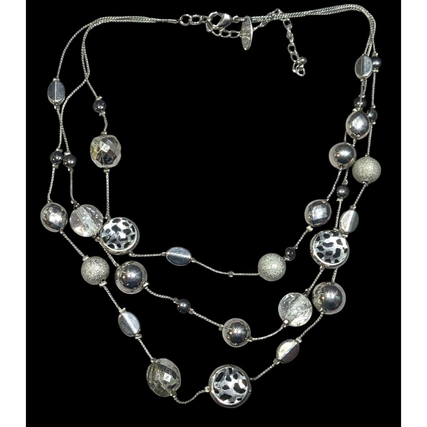 NY & Co Safari Glam Animal Print Silver Tone Layered Necklace