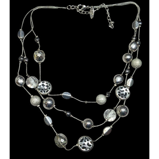 NY & Co Safari Glam Animal Print Silver Tone Layered Necklace