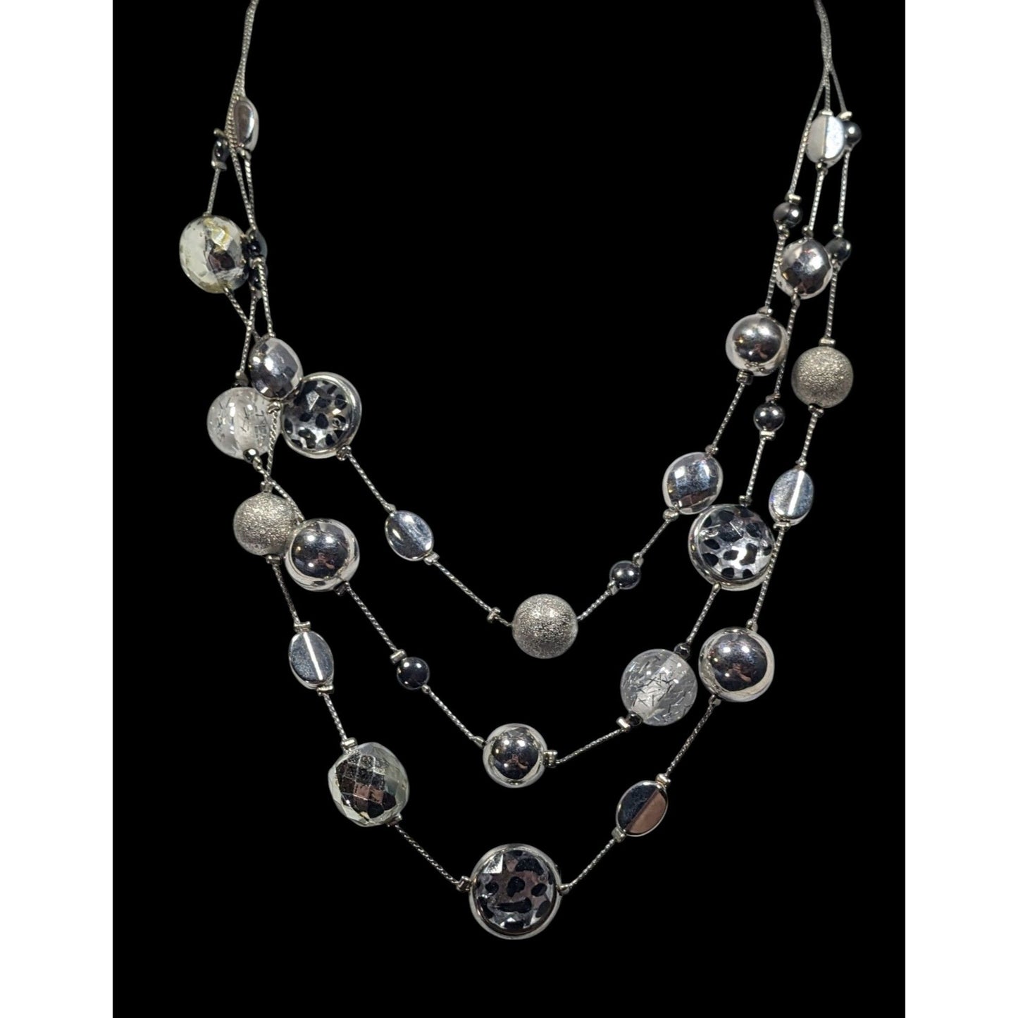 NY & Co Safari Glam Animal Print Silver Tone Layered Necklace