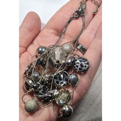 NY & Co Safari Glam Animal Print Silver Tone Layered Necklace