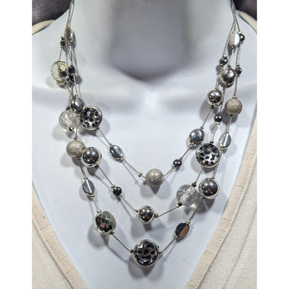 NY & Co Safari Glam Animal Print Silver Tone Layered Necklace