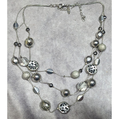 NY & Co Safari Glam Animal Print Silver Tone Layered Necklace