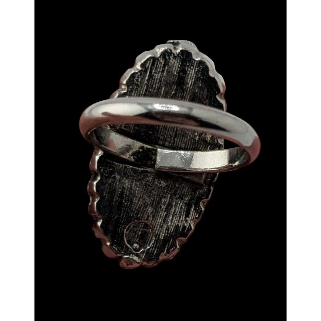 Vintage Southwestern Faux Red Jasper Oval Statement Ring Size 5