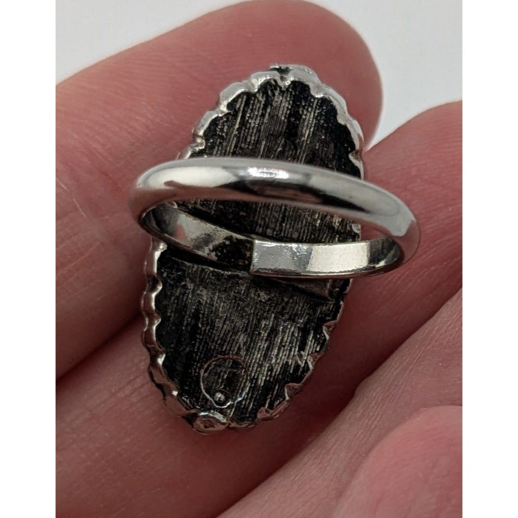 Vintage Southwestern Faux Red Jasper Oval Statement Ring Size 5