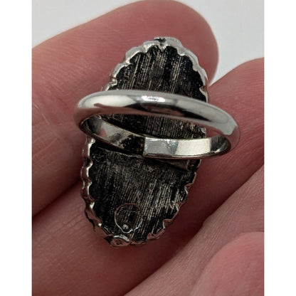 Vintage Southwestern Faux Red Jasper Oval Statement Ring Size 5