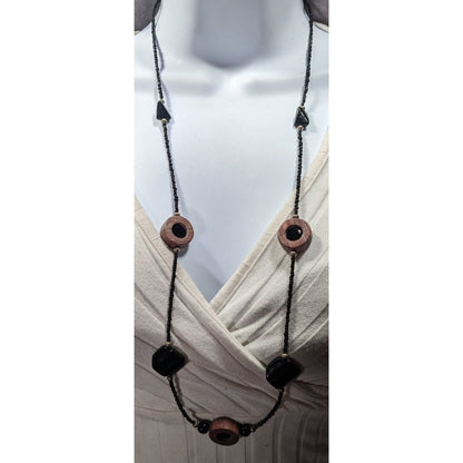 Handmade Unique Wood And Glass Beaded Necklace