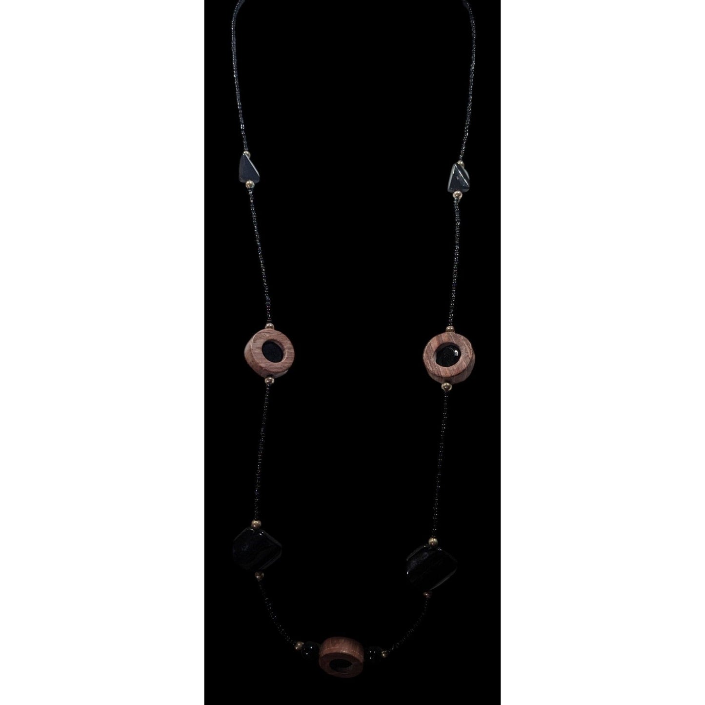 Handmade Unique Wood And Glass Beaded Necklace