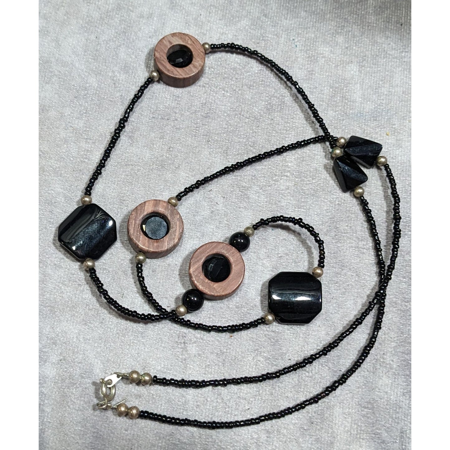 Handmade Unique Wood And Glass Beaded Necklace
