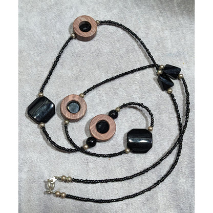 Handmade Unique Wood And Glass Beaded Necklace