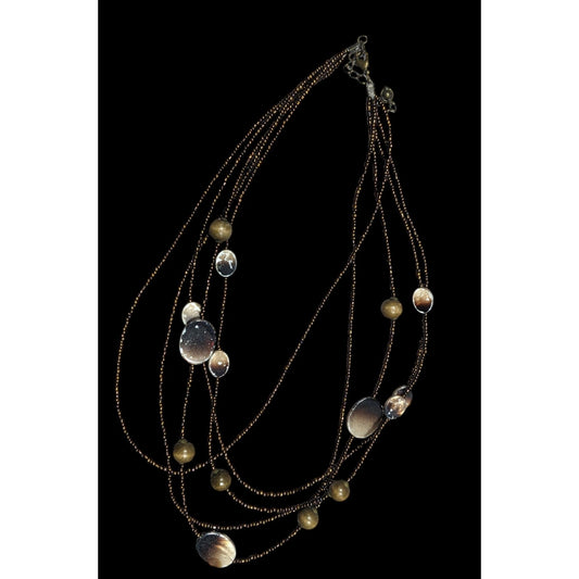 Bohemian Retro Multilayer Glass And Shell Beaded Necklace
