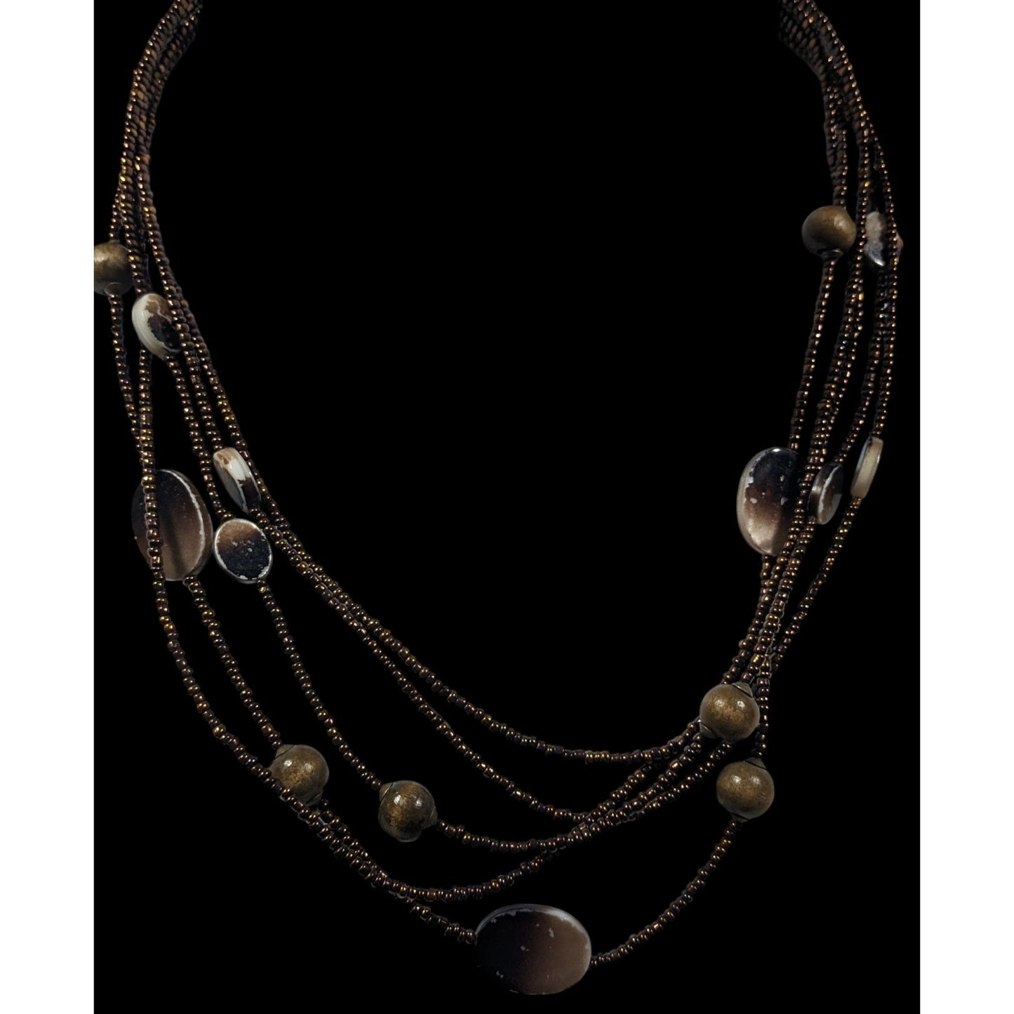 Bohemian Retro Multilayer Glass And Shell Beaded Necklace
