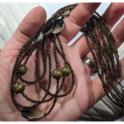 Bohemian Retro Multilayer Glass And Shell Beaded Necklace