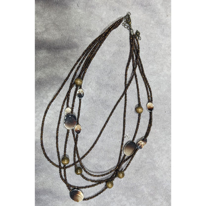 Bohemian Retro Multilayer Glass And Shell Beaded Necklace