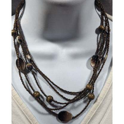 Bohemian Retro Multilayer Glass And Shell Beaded Necklace