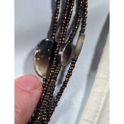 Bohemian Retro Multilayer Glass And Shell Beaded Necklace