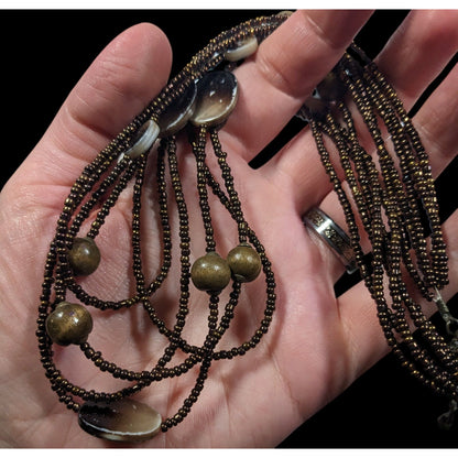 Bohemian Retro Multilayer Glass And Shell Beaded Necklace