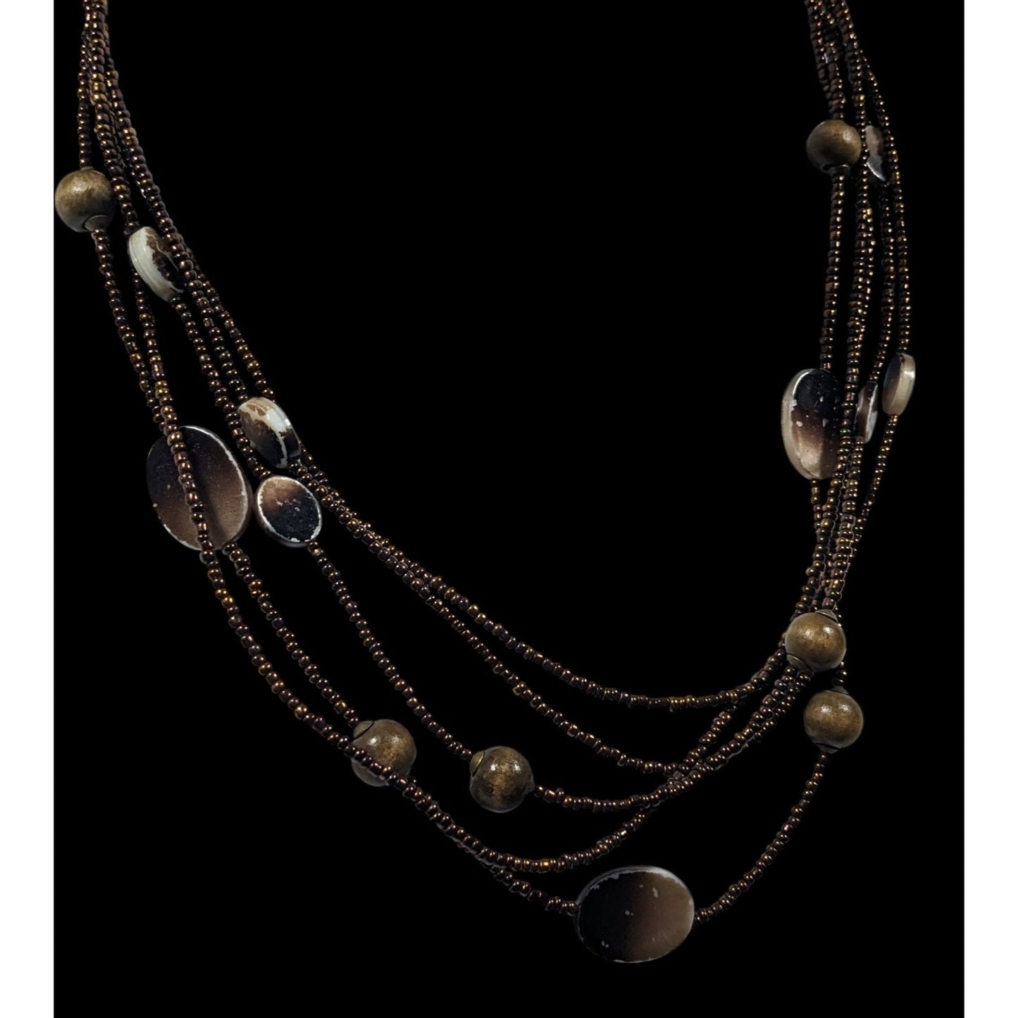 Bohemian Retro Multilayer Glass And Shell Beaded Necklace