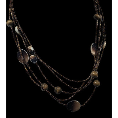 Bohemian Retro Multilayer Glass And Shell Beaded Necklace