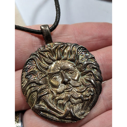 Vintage 90s Pagan Sun God Pendant Necklace Signed