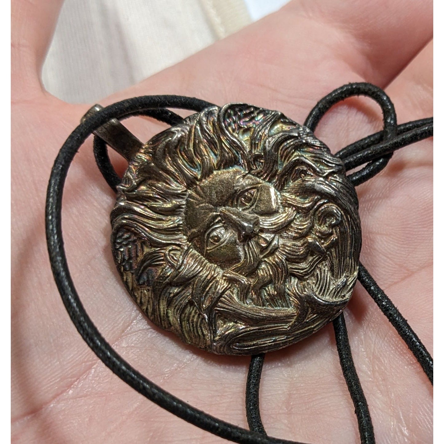 Vintage 90s Pagan Sun God Pendant Necklace Signed