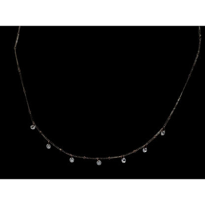 Icing Minimalist Sparkly Gemmed Silver Tone Necklace