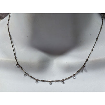 Icing Minimalist Sparkly Gemmed Silver Tone Necklace