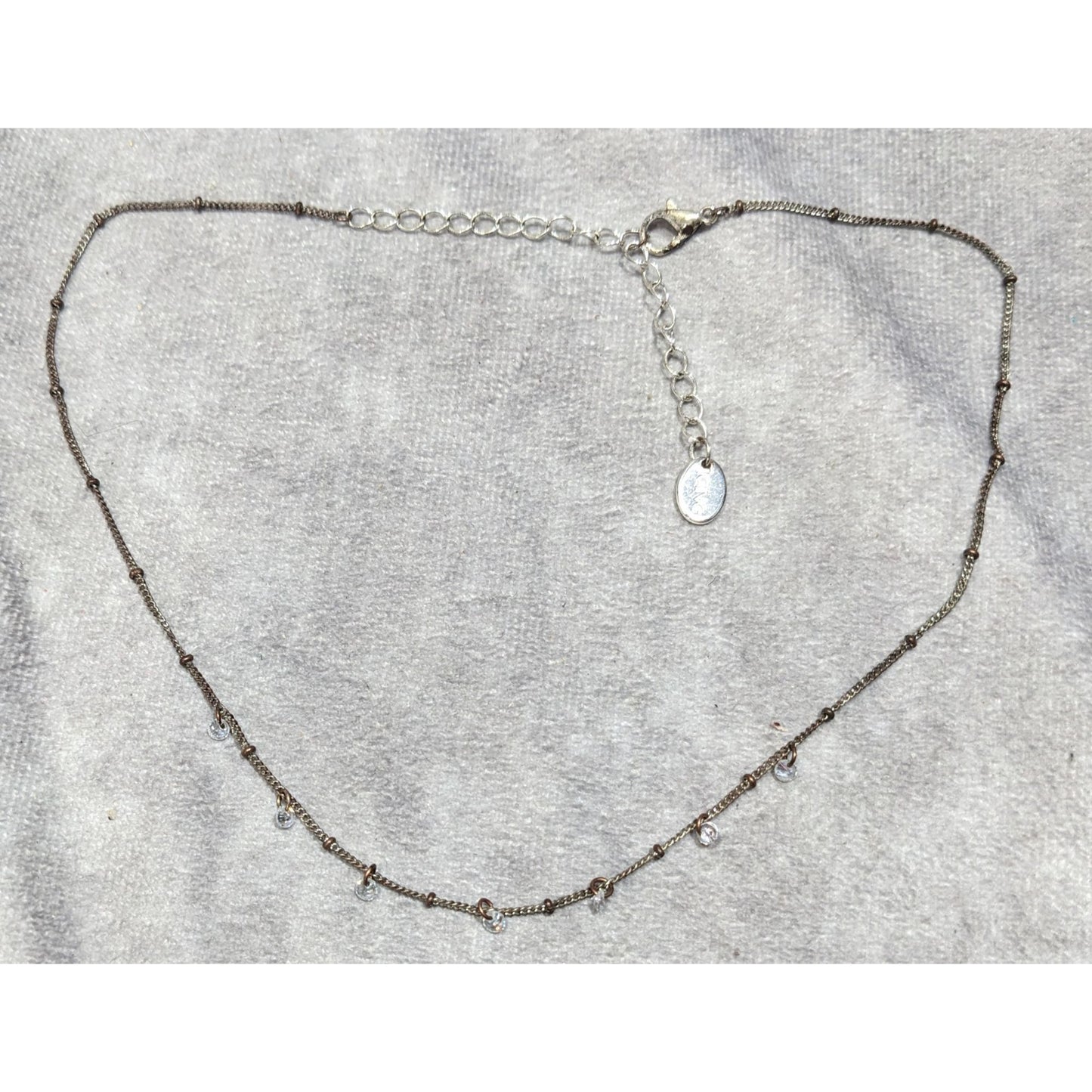 Icing Minimalist Sparkly Gemmed Silver Tone Necklace