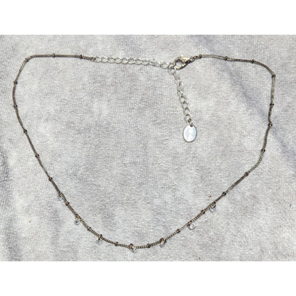 Icing Minimalist Sparkly Gemmed Silver Tone Necklace