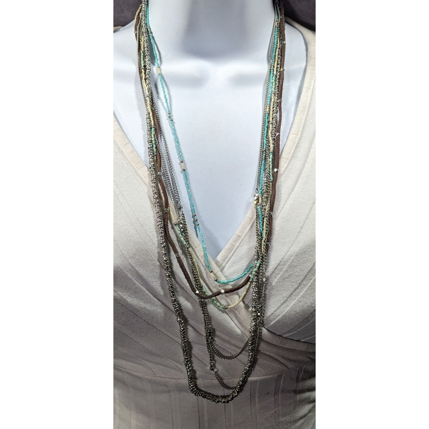 Jean Day Western Multilayer Bohemian Bead And Chain Necklace