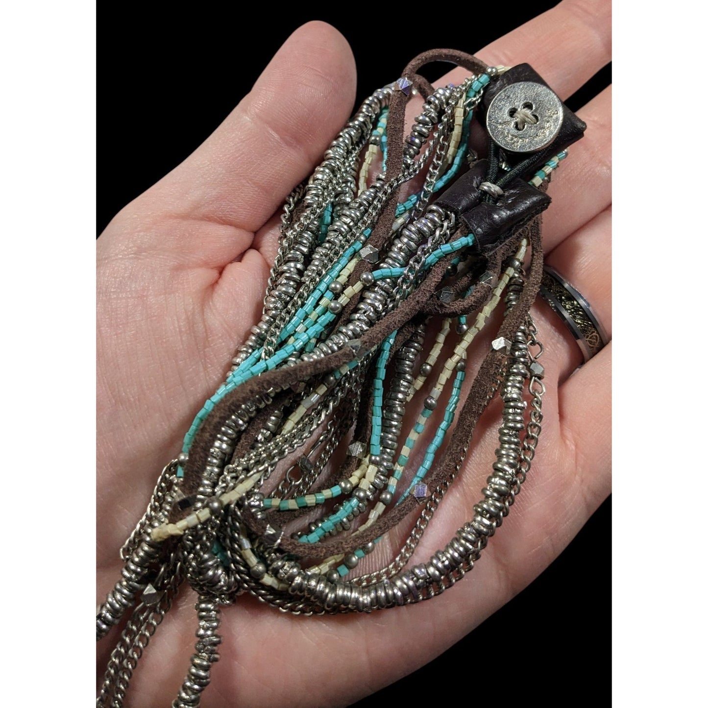 Jean Day Western Multilayer Bohemian Bead And Chain Necklace