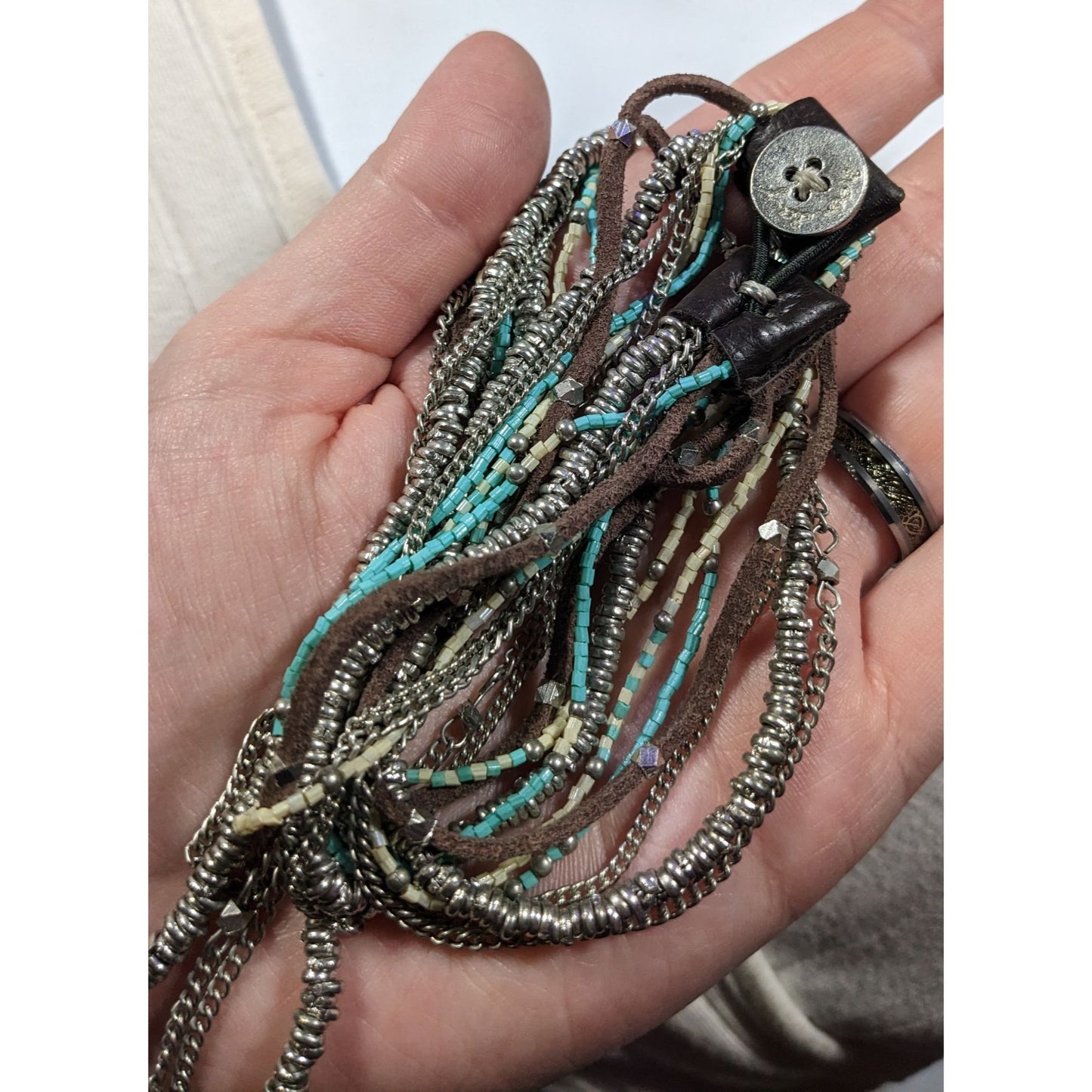 Jean Day Western Multilayer Bohemian Bead And Chain Necklace