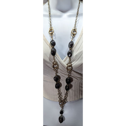 Chico's Modern Glam Faux Hematite And Rhinestone Necklace